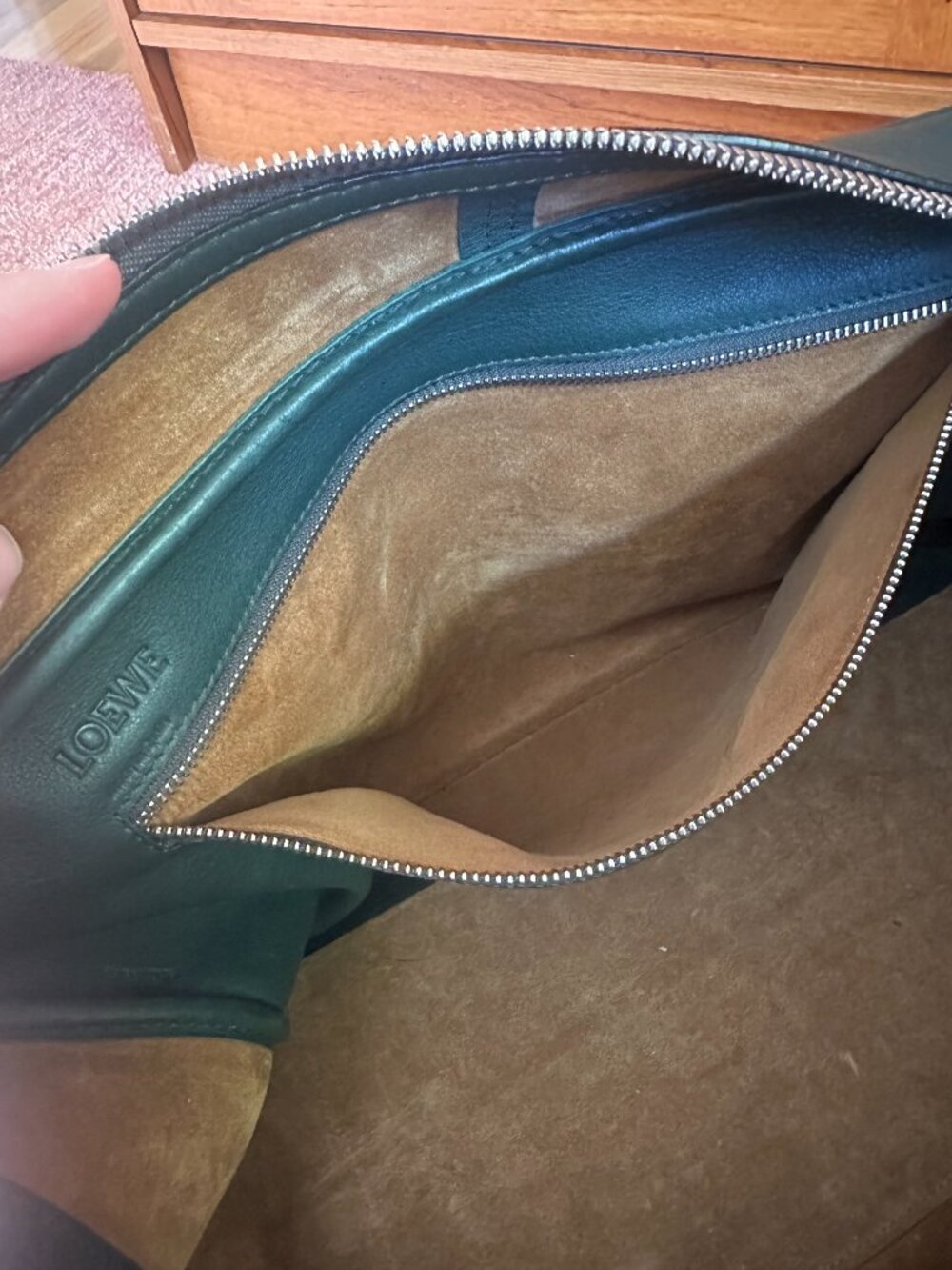 LOEWE Leather Boston / Weekender Travel Bag – Forest Green (RARE) with Dust Bag - Picture 4 of 14